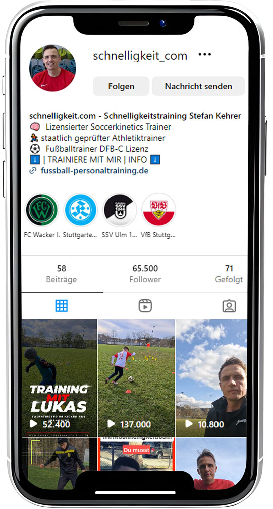 Fußball Einzeltraining Impressionen auf Instagram sehen